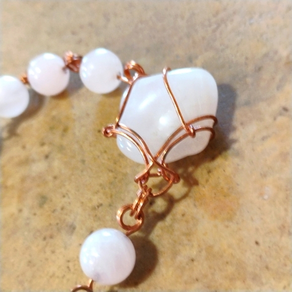 Rose Quartz Copper wire wrapped bracelet by OurForeverBond. 24.7 Grams​ - Picture 3 of 10